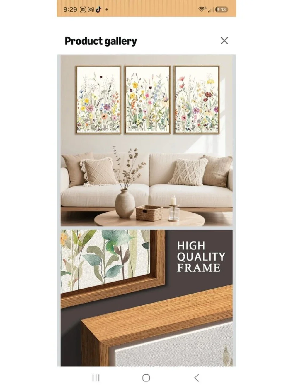BINCUE Large Framed Floral Canvas Wall Art Colorful Wildflower Pictures 3 Panel